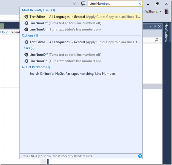 2 - line numbers search result